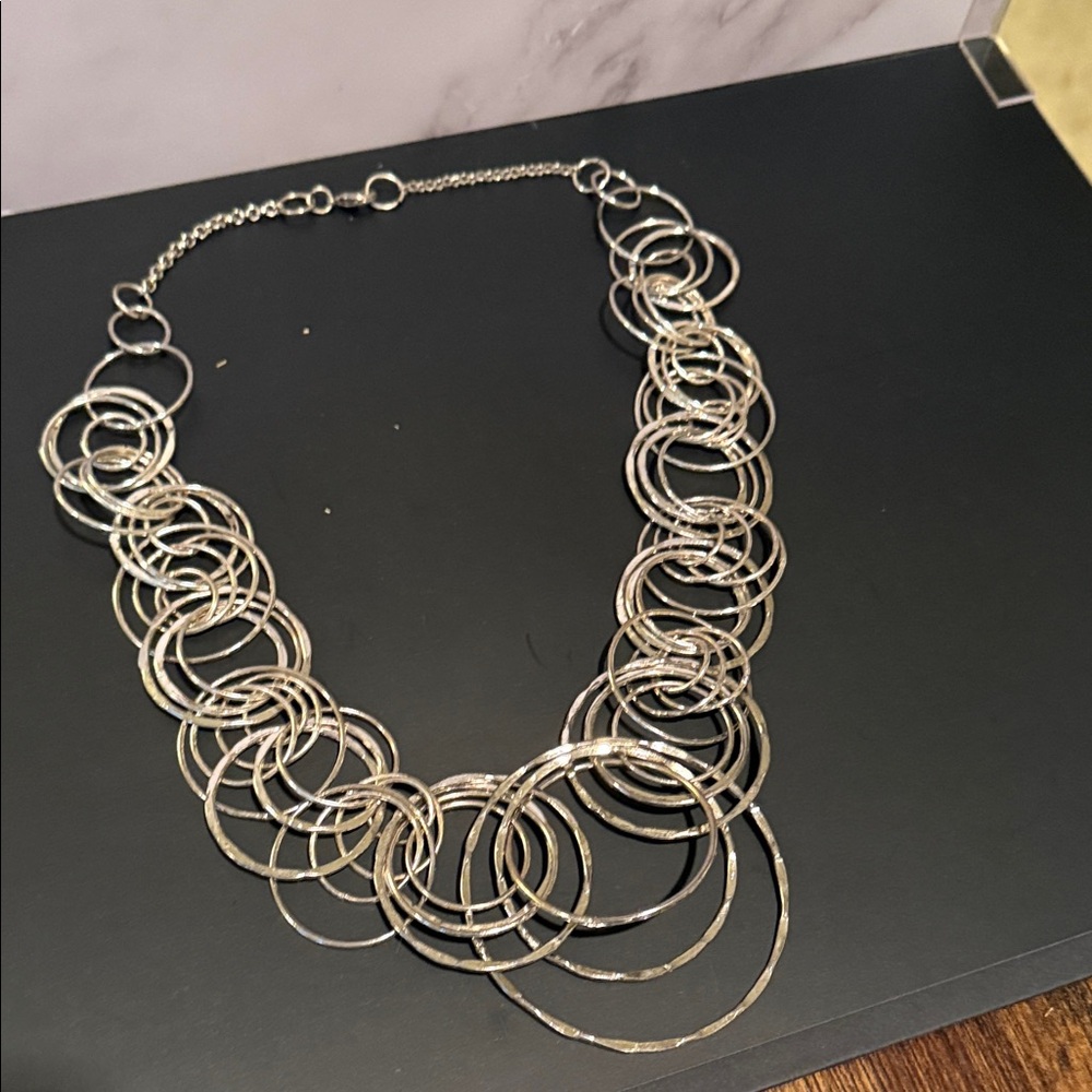 Elegant Silver Circle Statement Piece Necklace (F… - image 2